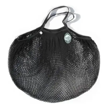 Bolsa De Compra Francesa Filt Trenzada Algodón Extra Grande Negra Extra Grande