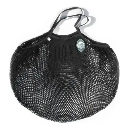 Bolsa De Compra Francesa Filt Trenzada Algodón Extra Grande Negra Extra Grande