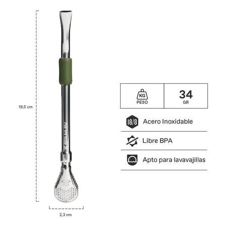 Bombilla Para Mate De Cuchara Verde 2.0 Stanley Verde