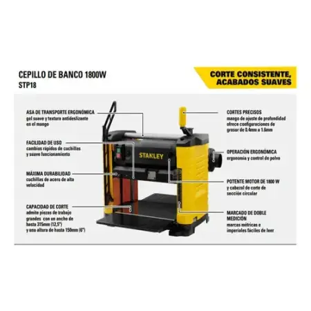 Cepilladora De Banco Stanley Stp18 1800w Amarillo