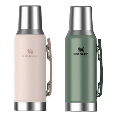 Combo 2 Termos Mate System 1.2lts C/pico Cebador Rose Quartz Y Verde