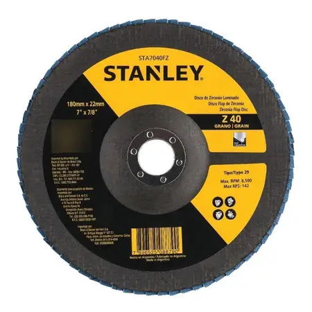 Disco De Zirconio Flap Stanley Sta7040fz 180mmx22mm 7 X7/8
