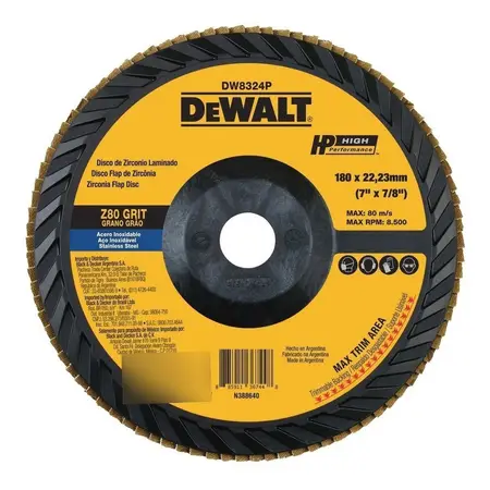Disco Laminado Tela Zirconia 7 X7/8 Dewalt Dw8324p Flap