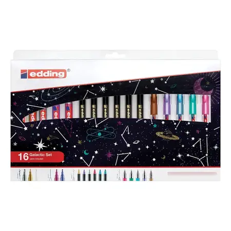 Galactic Set Marcadores Para Diseñar Edding X16 Unidades Metálico.