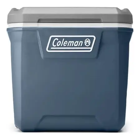 Hielera Coleman 60 Qt 56.7 Lts 50 Latas. Llantas Uso Rudo. Color Azul Acero