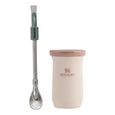 Kit Mate Slim Tereré Stanley + Bombilla Stanley Spoon Rose Quartz Y Spoon Verde