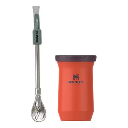 Kit Mate Slim Tereré Stanley + Bombilla Stanley Spoon Tigerlily Y Spoon Verde