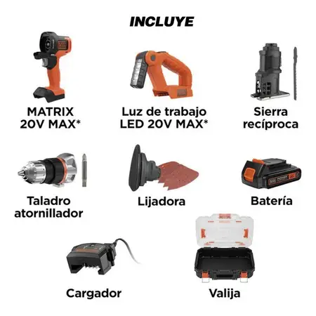 Kit Matrix Multiherramienta 20v 4 Pzas Mtx20k4 Black Decker Color Naranja