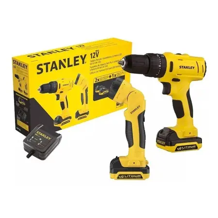 Kit Taladro Atornillador Stanley 12v +linterna Led Schf121s2 Color Amarillo Frecuencia 50