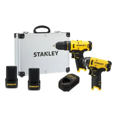 Kit Taladro Percutor-atornillador Impacto Stanley 12v (10mm) Amarillo 50 Hz