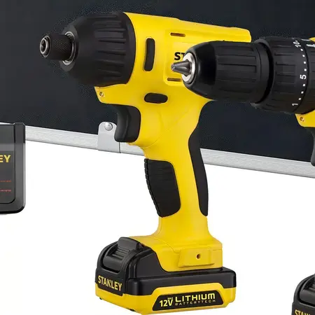Kit Taladro Percutor + Atornillador Impacto Stanley Maletín Color Amarillo Frecuencia 50 Hz