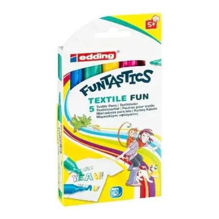 Marcador Textil Lavable Edding 17 Funtastic Punta Redonda Pack 5 Unidades