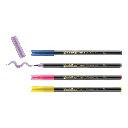 Marcadores Edding 1340 Glitter Pincel Surtidos X4 Acuarelables Surtido
