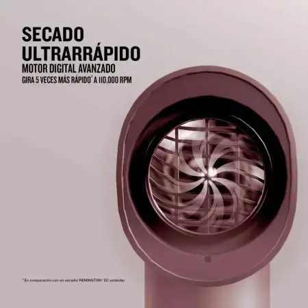 Secador De Pelo Profesional Remington Airvive Silencioso 12 Velocidades 11000 Rpm Motor Digital Alta Velocidad