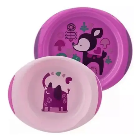 Set 2 Platos Bebé Chicco 12 Meses Antideslizante Rosa