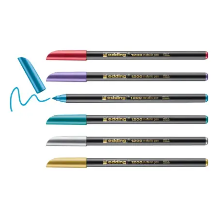 Set De Fibras Edding 1200m/6 Metalizados En Caja Metálica Varios