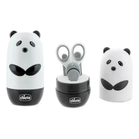 Set Higiene Manicura Chicco Tijera Alicate Sso Panda 4 En 1 Color Negro Y Blanco Negro/blanco