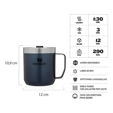 Taza Camp Mug Stanley 354 Ml Color Azul Liso
