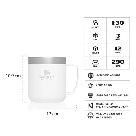 Taza Camp Mug Stanley 354 Ml Color Blanco Liso