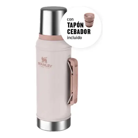 Termo Mate Stanley Classic 950 Ml Con Asa Y Tapon Cebador Rose Quartz