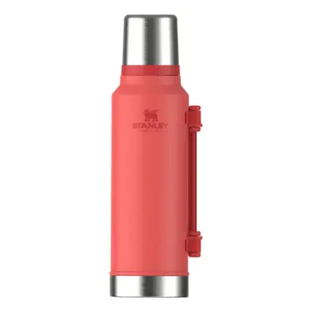 Termo Stanley Clásico 1.4lts Negro C/asa Plegable Hot Coral