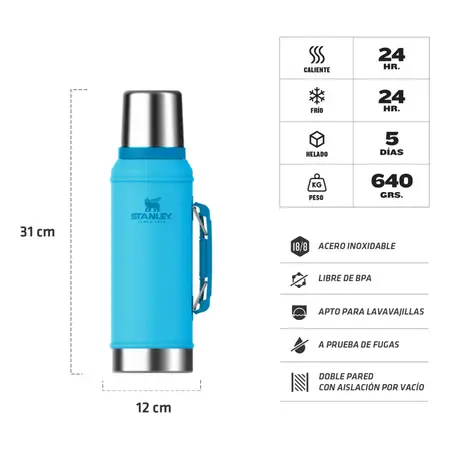 Termo Stanley Clasico 950ml C/ Tapón Cebador - Nueva Edicion Splash