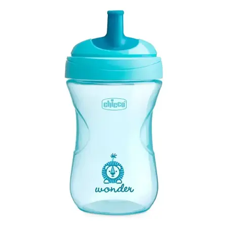 Vaso Antiderrame Pico Sorbete Chicco Advanced Cup 12m+ 266ml Color Turquesa Animales