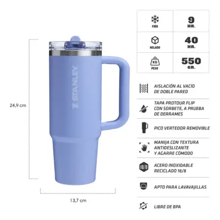 Vaso Stanley Quencher Protour Flip Straw | 887ml Hydrangea Protour