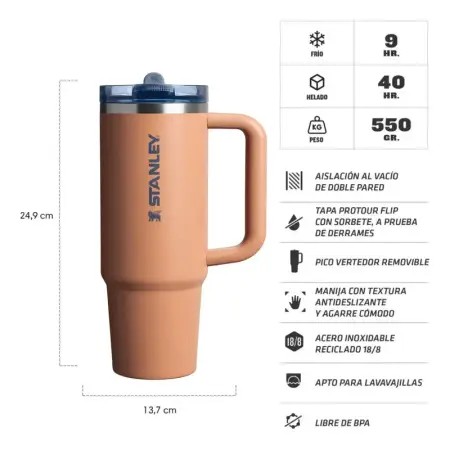 Vaso Stanley Quencher Protour Flip Straw | 887ml Toast Protour